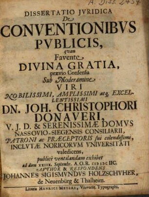 Dissertatio Iuridica De Conventionibus Publicis