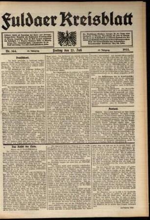 Ausgabe vom Freitag, den 21. Juli 1911.