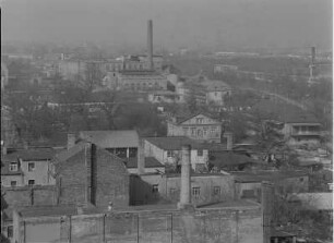 Dresden-Friedrichstadt. Blick vom Kühlhaus über die Gebäude der Firma Bramsch nach Nordwesten