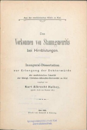 Das Vorkommen von Stauungsneuritis bei Hirnblutungen