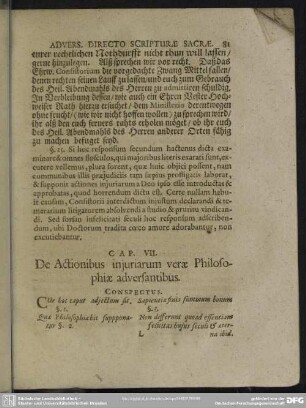 Cap. VII. De Actionibus iniuriarum verae Philosophiae adversantibus