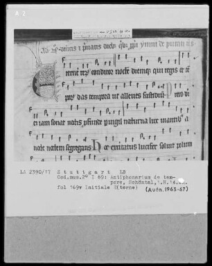Antiphonarium de Tempore (Zisterzienserhandschrift) — Initiale E (terne), Folio 169 verso
