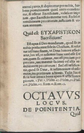 Octavvs Locvs. De Poenitentia.