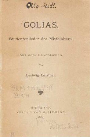 Golias : Studentenlieder des Mittelalters
