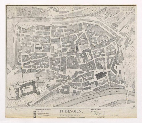 Tübingen. Katasterplan : Kupferstich