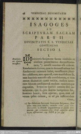 Pars II Divinitatis S. S. Vindicias Continens