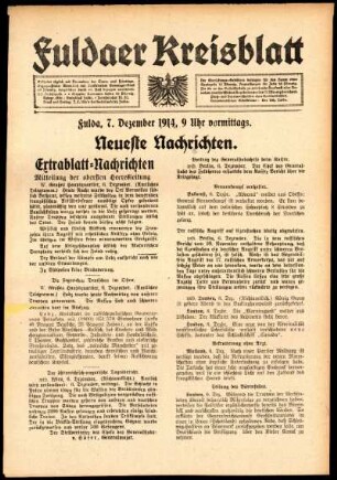 Zweite Ausgabe vom Montag, den 07. Dezember 1914.