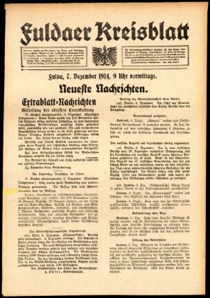 Zweite Ausgabe vom Montag, den 07. Dezember 1914.