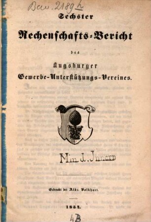 Rechenschafts-Bericht des Augsburger Gewerbe-Unterstützungs-Vereins. 6. 1854
