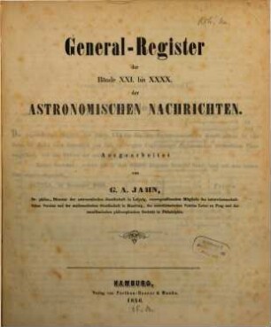 Astronomische Nachrichten : = Astronomical notes. [41, a]. 1856