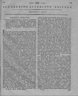 Thusnelda. Unterhaltungsblatt für Deutsche. Bd. 1-2. Hrsg. v. C. W. Grote und F. Rassmann. Coesfeld: Expedition; Leipzig: Engelmann 1816