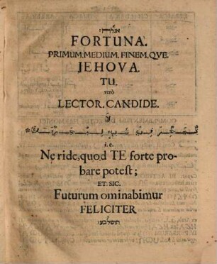 Hodogeticum Orientale Harmonicum : quod complectitur I. Lexicon Lingvarum Ebraicae, Chaldaicae, Syriacae, Arabicae, Aethiopicae Et Persicae Harmonicum. II. Grammaticam Lingvarum Earundem ... Harmonicam. III. Dicta Biblica, Cum Analysi Grammatica Exhibita, Harmonica ...