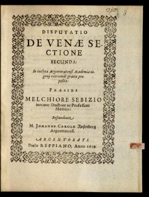 2: Disputatio De Venae Sectione ...