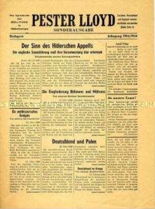 Propagandaschrift der DDR mit einer Sammlung von Presseartikeln des Bundesministers Ernst Lemmer im "Pester Loyd" aus den Jahren 1934 bis 1944