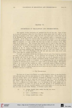 Chapter VII: Inscriptions of Megalopolis and Neighbourhood