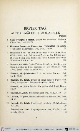 Alte Gemälde u. Aquarelle (Nr. 1-40)