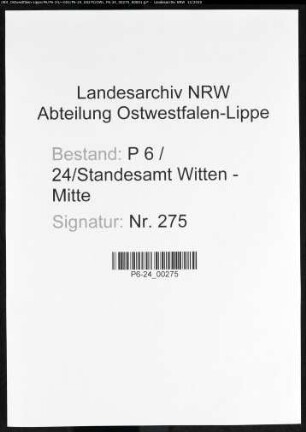 Sterberegister Standesamt Witten-Mitte
