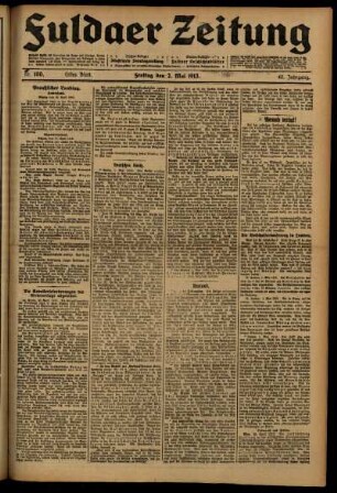 Erste Ausgabe vom Freitag, den 02. Mai 1913.