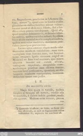 §. II. De morbillis veris.
