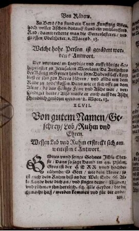 XLVII. Von gutem Namen/ Geschrey/ Lob/ Ruhm und Ehren