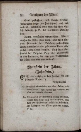 Weinstein der Zähne (Zahnstein.) - Verrenkung der Zähne.