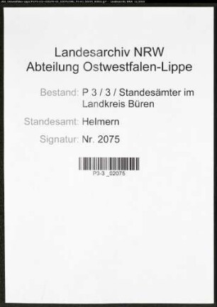 Sterberegister Standesamt Helmern