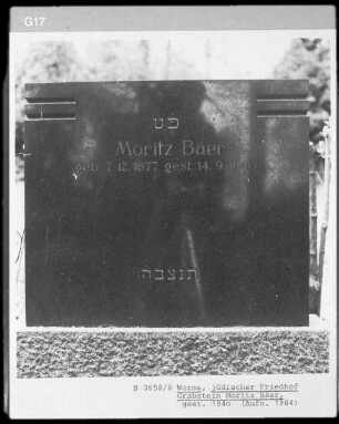 Grabstein des Moritz Bär (gestorben 1940)