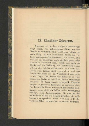 IX. Künstlicher Zahnersatz.