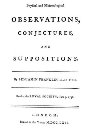Physical and meteorological observations, conjectures, and suppositions