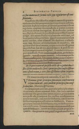 De materia corporis naturalis, Cap. II.