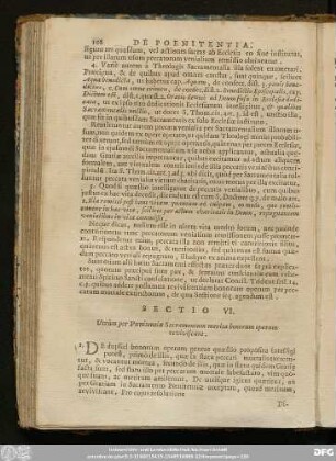 Sectio VI. Utrùm per Poenitentiae Sacramentum merita bonorum operum reviviscant.