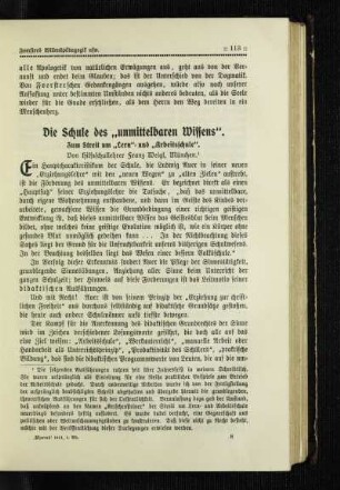 ¬Die¬ Schule des "unmittelbaren Wissens" : zum Streit um "Lern"- und "Arbeitsschule"