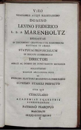 Viro venerabili atque illustrissimo ...