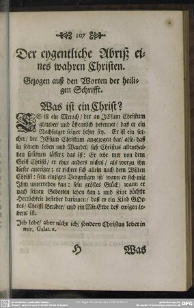 Der eygentliche Abriß eines wahren Christen : Gezogen auß den Worten der heiligen Schrifft
