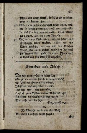 Charaden und Räthsel.