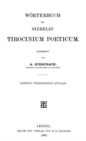 Wörterbuch zu Siebelis' Tirocinium poeticum