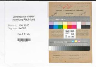 Entnazifizierung Erich Pahl, geb. 17.05.1890 (Rentmeister)