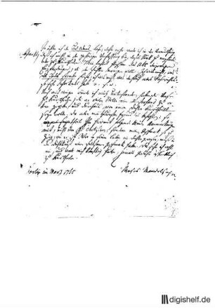 1: Brief von Moses Mendelssohn an Johann Wilhelm Ludwig Gleim