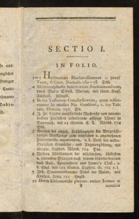 1-13, Sectio I. In Folio.