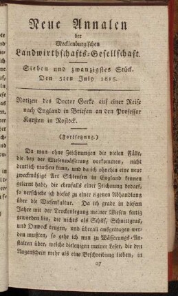 Sieben und zwanzigstes Stück. Den 5ten July 1815.