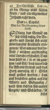 Das 12. Capitel. Von der Verläugnung seiner selbst