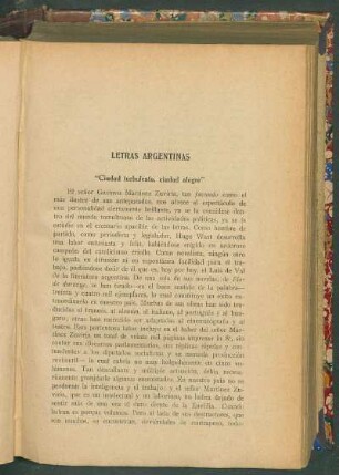 Letras argentinas : Ciudad turbulenta, ciudad alegre"