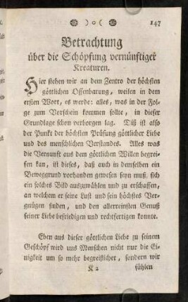 147-173, Betrachtung über die Schöpfung vernünftiger Kreaturen.