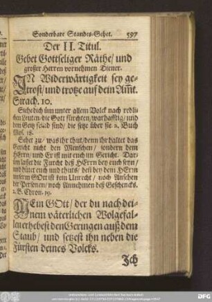 Der II. Titul. Gebet Gottseliger Räthe/ und großer Herren vornehmen Diener.