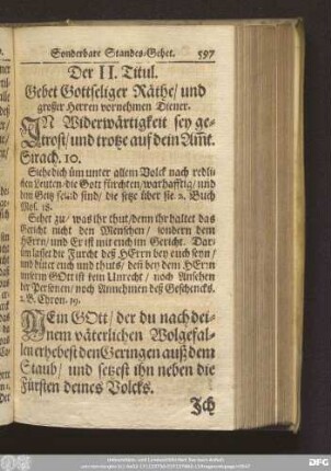 Der II. Titul. Gebet Gottseliger Räthe/ und großer Herren vornehmen Diener.
