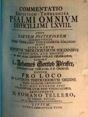 Commentatio exeg. theol. Psalmi omnium difficillimi, LXVIII., Pars posterior
