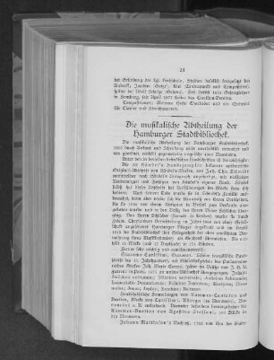 Die musikalische Abtheilung der Hamburger Stadtbibliothek.