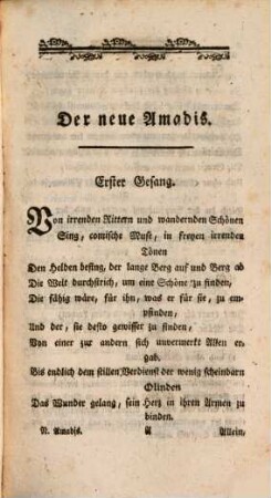 Der Neue Amadis : Ein comisches Gedicht in Achtzehn Gesängen, 1