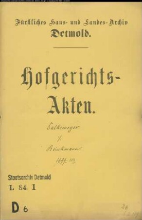 Dalckemeyer, Kord Christoph gegen Kord Brinkmann zu Hiddentrup - Kindlicher Anteil
