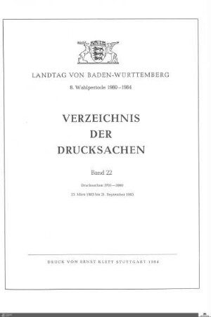 137: Landtag Baden-Württemberg, Beilagen, 1983, Bd. 22